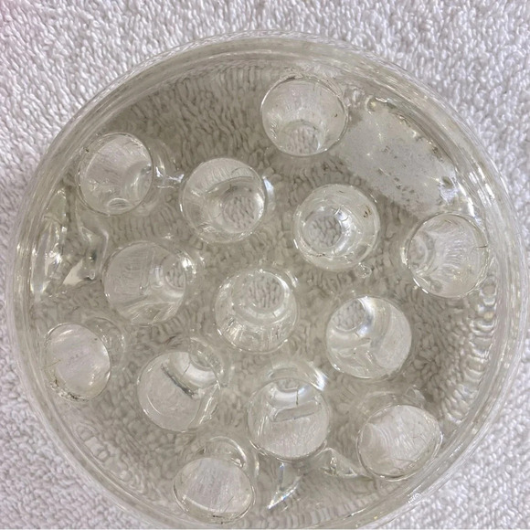 Vintage Clear Glass 13 Hole Flower  Frog Flower Holder Stem Holder Arrangement - Picture 3 of 11
